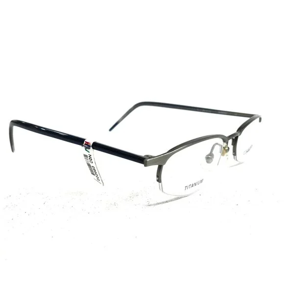 Conquistador TNP 1 01 Eyeglasses Frames Gray Blue Round Oval Half Rim 48-19-140 - Picture 2 of 12